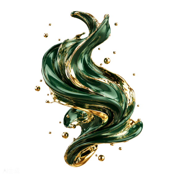 Liquid green and gold chrome sculpture