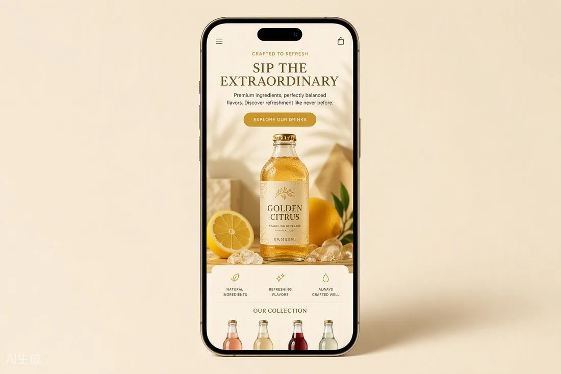 Fizz & Co concept mobile site shown on a phone