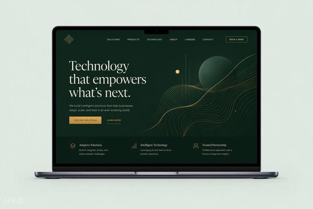 Verdant Tech concept website shown on a laptop